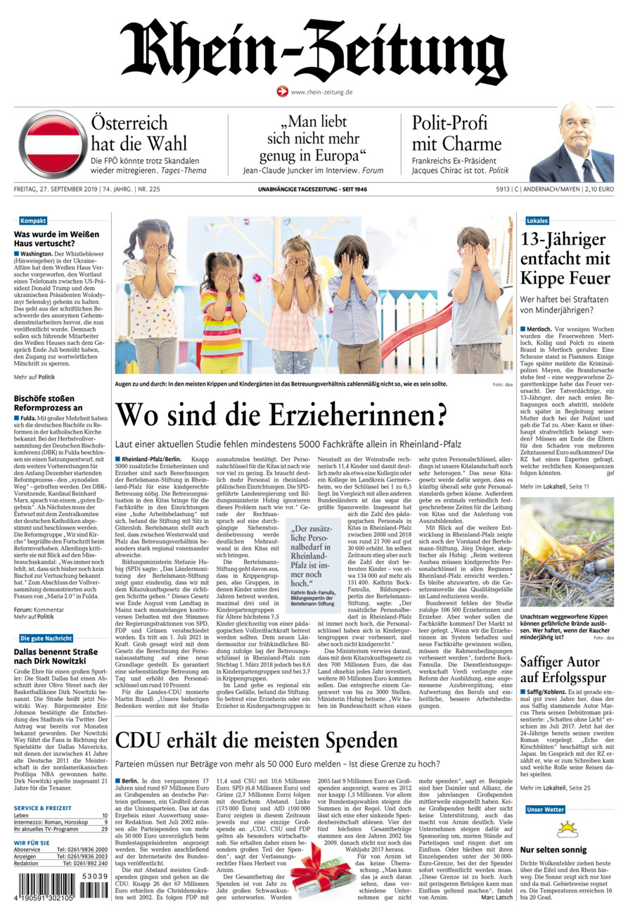 Rhein-Zeitung Andernach & Mayen vom Freitag, 27.09.2019