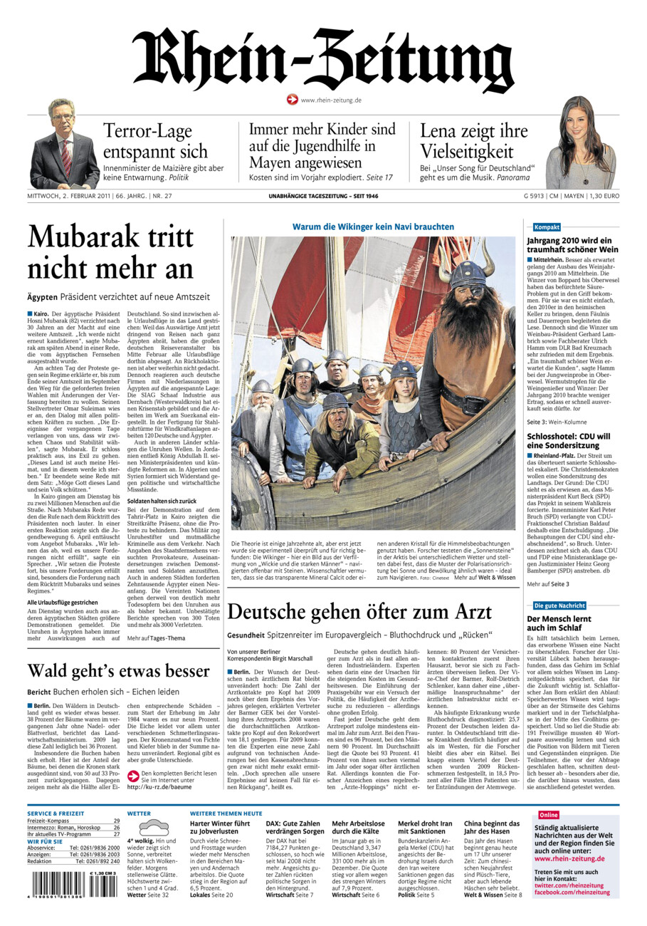 Rhein-Zeitung Andernach & Mayen vom Mittwoch, 02.02.2011