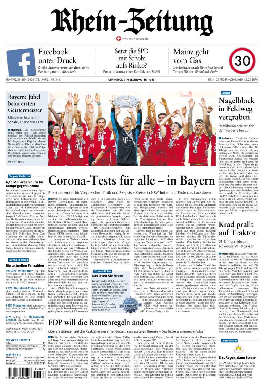 Rhein-Zeitung Andernach & Mayen vom Montag, 29.06.2020