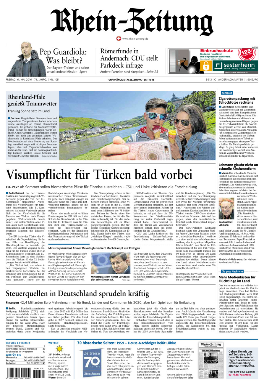 Rhein-Zeitung Andernach & Mayen vom Freitag, 06.05.2016
