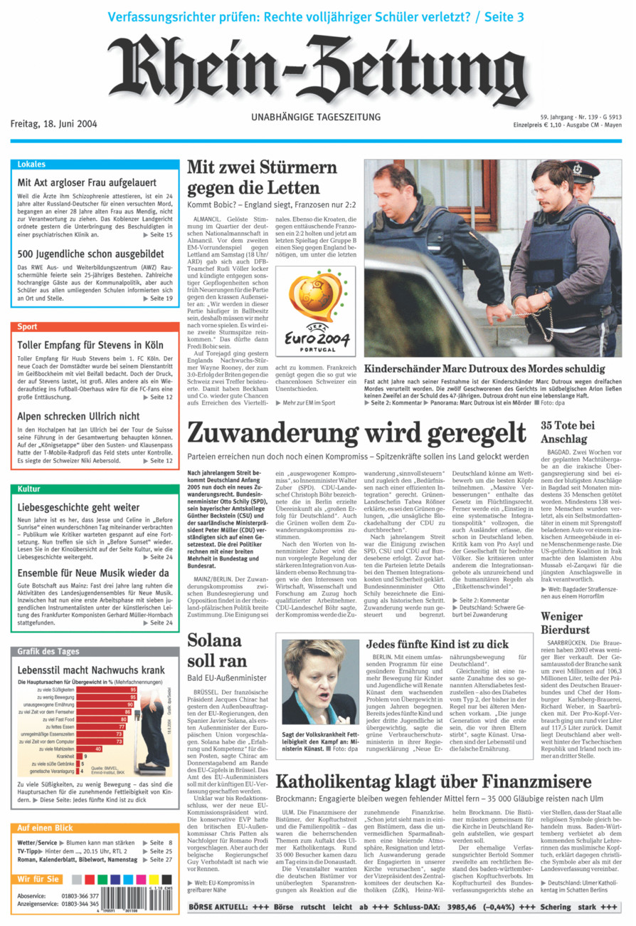 Rhein-Zeitung Andernach & Mayen vom Freitag, 18.06.2004
