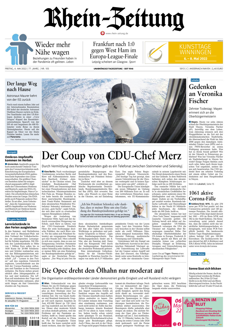 Rhein-Zeitung Andernach & Mayen vom Freitag, 06.05.2022