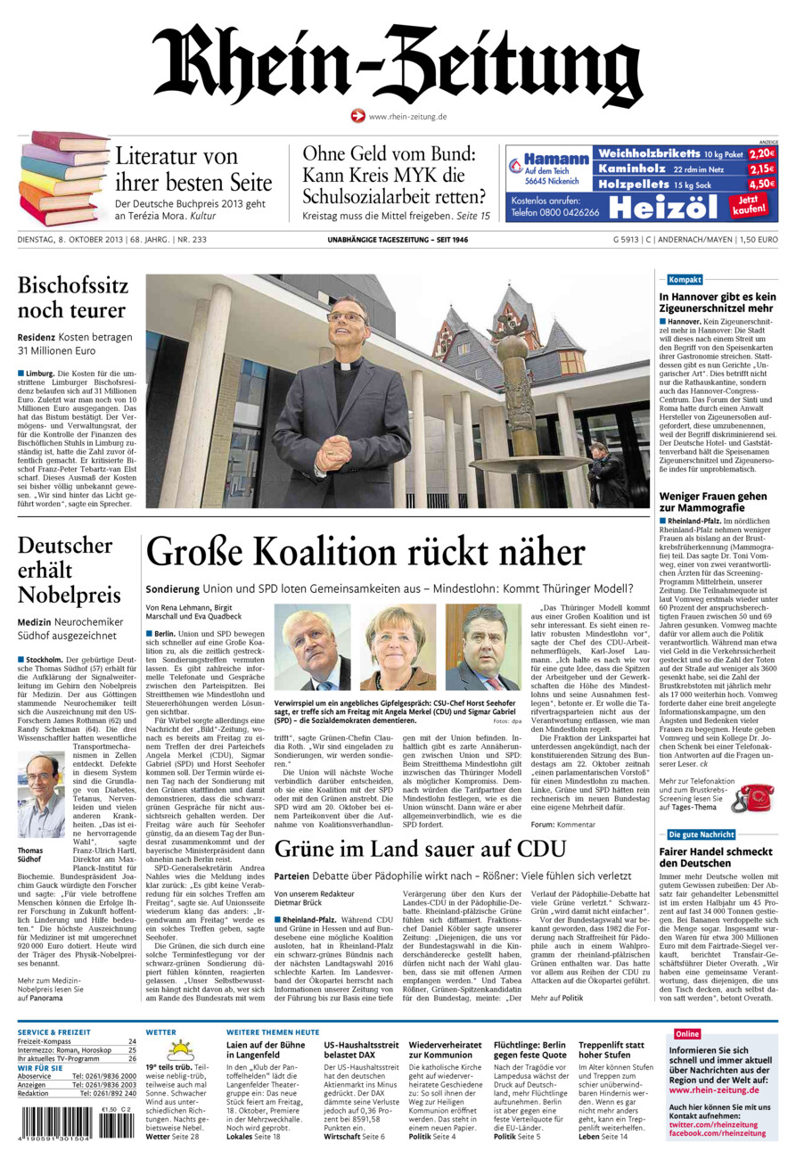 Rhein-Zeitung Andernach & Mayen vom Dienstag, 08.10.2013