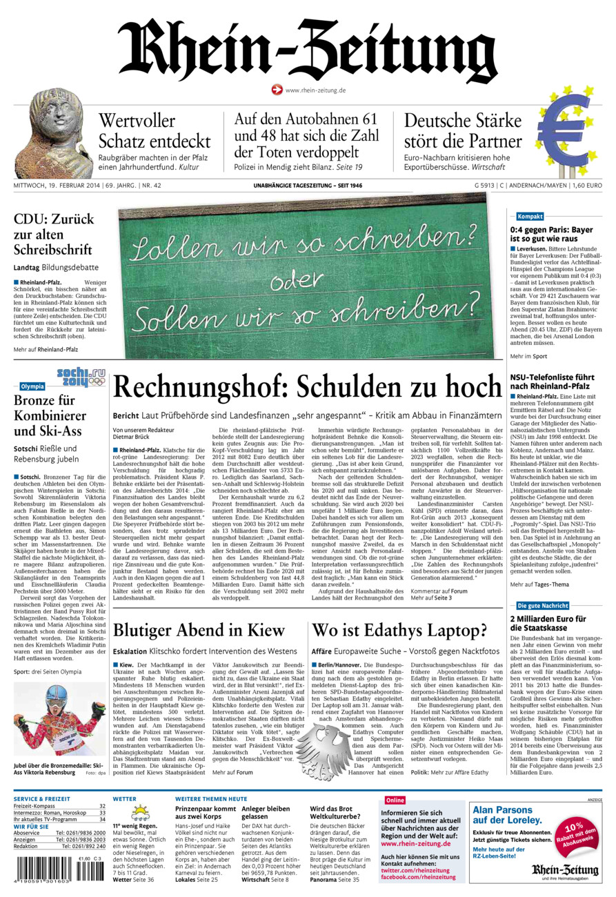 Rhein-Zeitung Andernach & Mayen vom Mittwoch, 19.02.2014