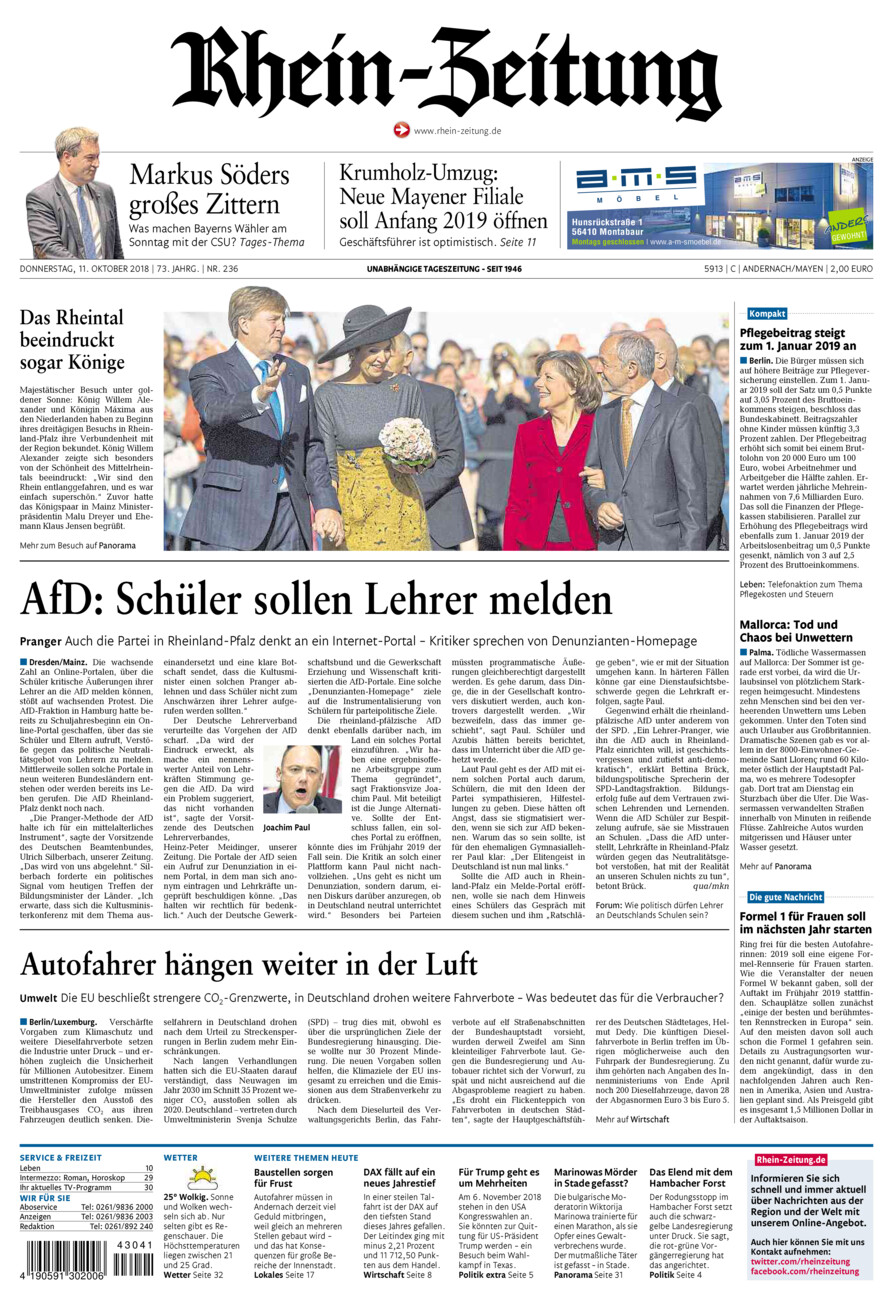 Rhein-Zeitung Andernach & Mayen vom Donnerstag, 11.10.2018