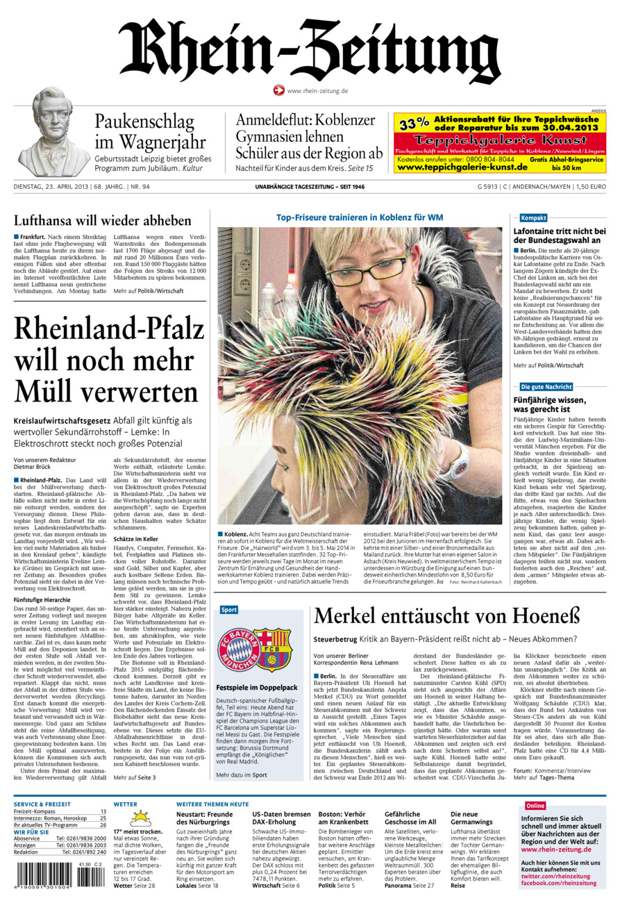 Rhein-Zeitung Andernach & Mayen vom Dienstag, 23.04.2013