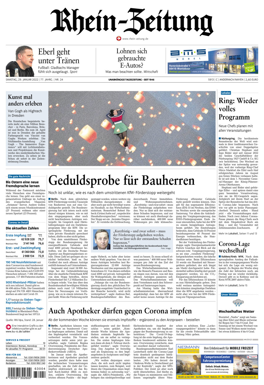 Rhein-Zeitung Andernach & Mayen vom Samstag, 29.01.2022
