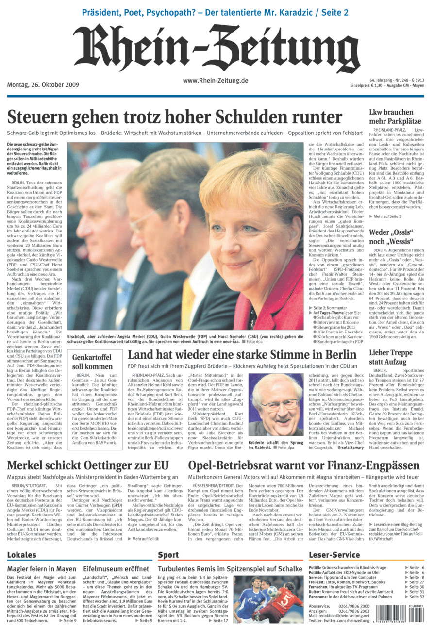 Rhein-Zeitung Andernach & Mayen vom Montag, 26.10.2009