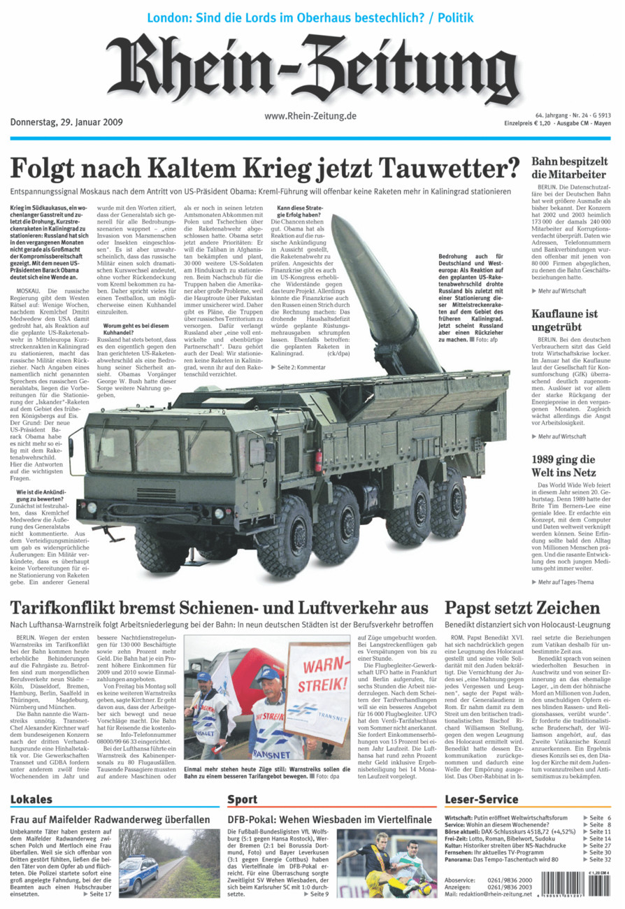Rhein-Zeitung Andernach & Mayen vom Donnerstag, 29.01.2009