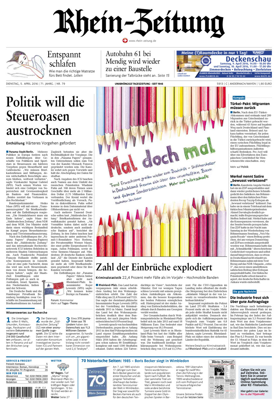 Rhein-Zeitung Andernach & Mayen vom Dienstag, 05.04.2016