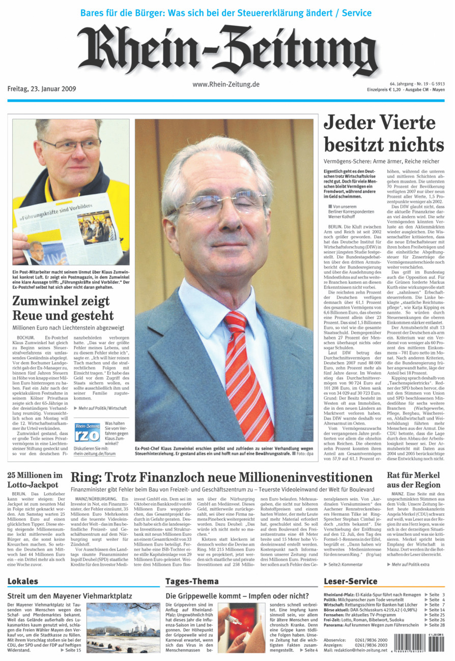 Rhein-Zeitung Andernach & Mayen vom Freitag, 23.01.2009