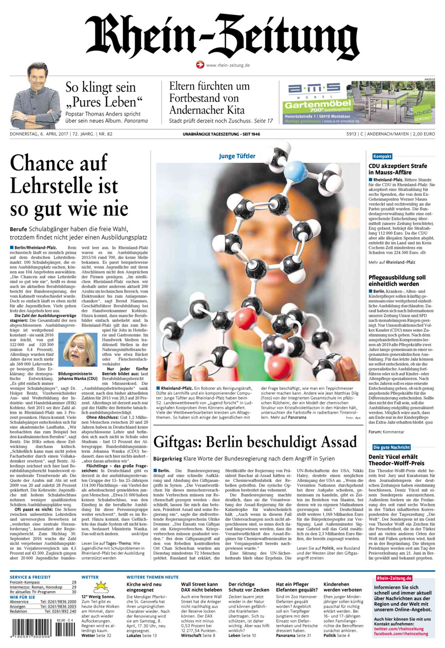 Rhein-Zeitung Andernach & Mayen vom Donnerstag, 06.04.2017