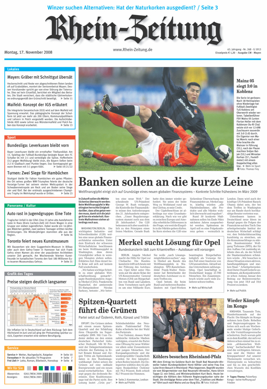 Rhein-Zeitung Andernach & Mayen vom Montag, 17.11.2008