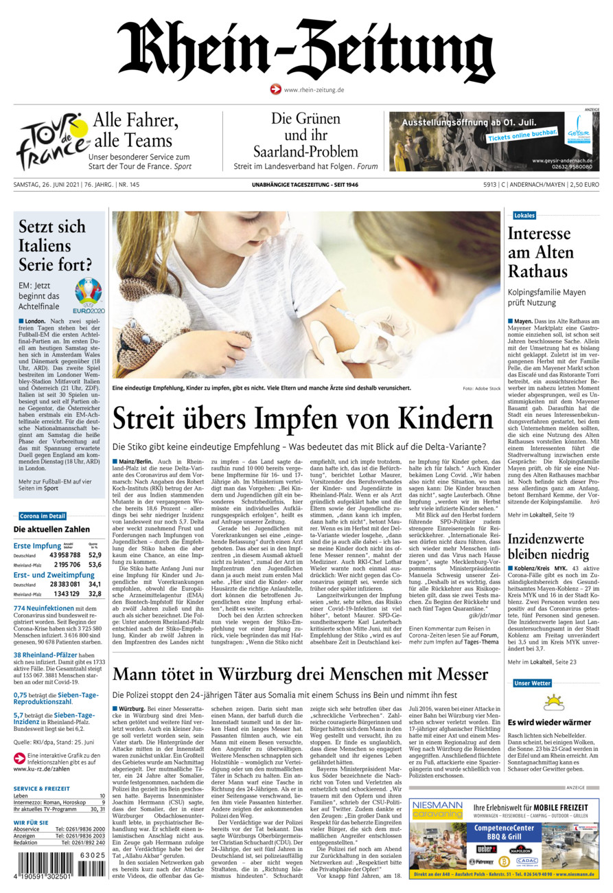 Rhein-Zeitung Andernach & Mayen vom Samstag, 26.06.2021