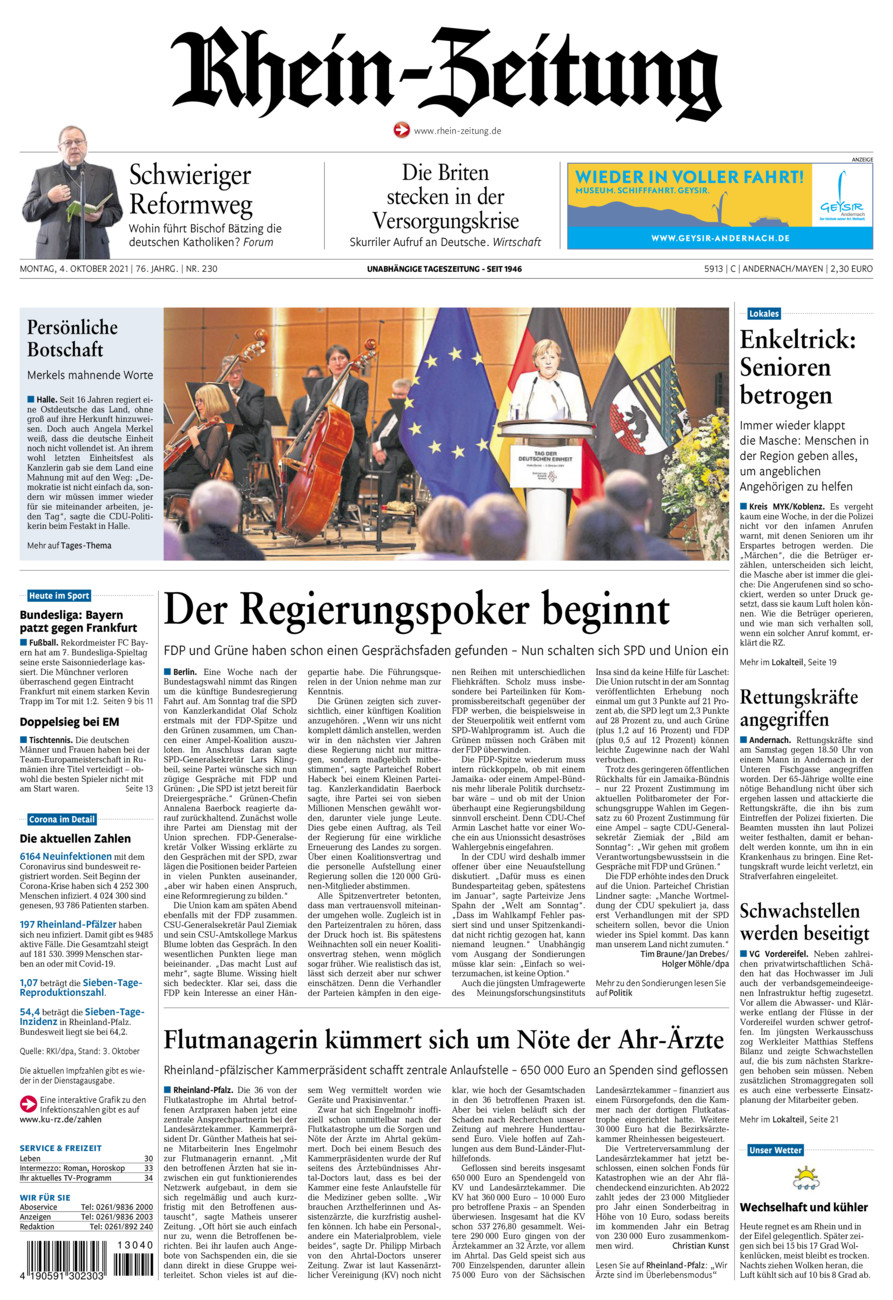 Rhein-Zeitung Andernach & Mayen vom Montag, 04.10.2021