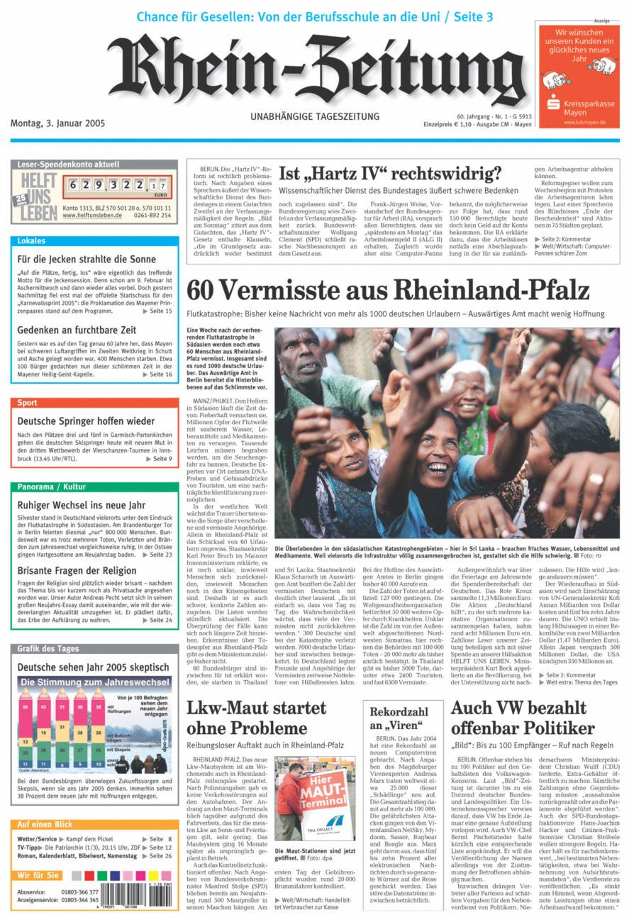 Rhein-Zeitung Andernach & Mayen vom Montag, 03.01.2005