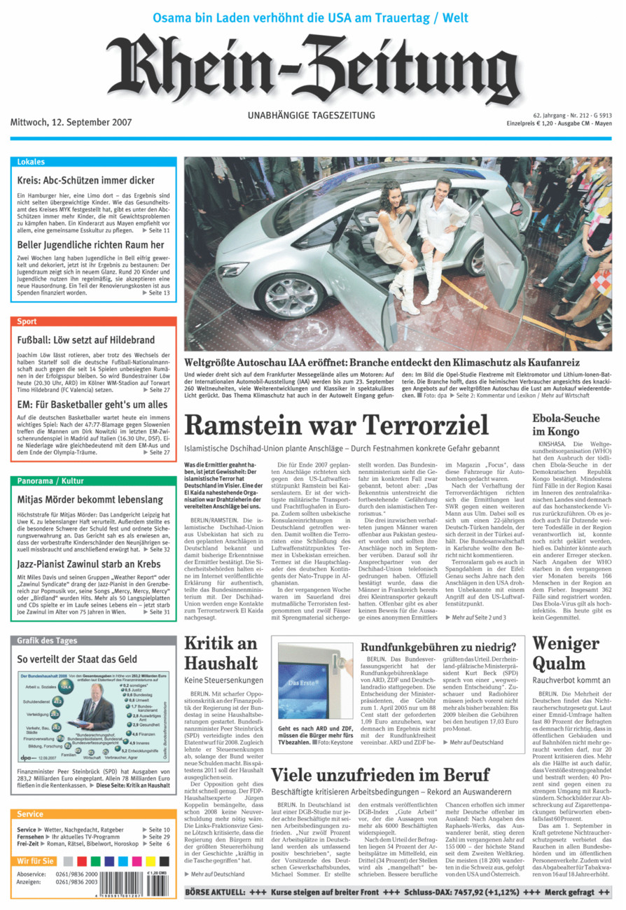 Rhein-Zeitung Andernach & Mayen vom Mittwoch, 12.09.2007