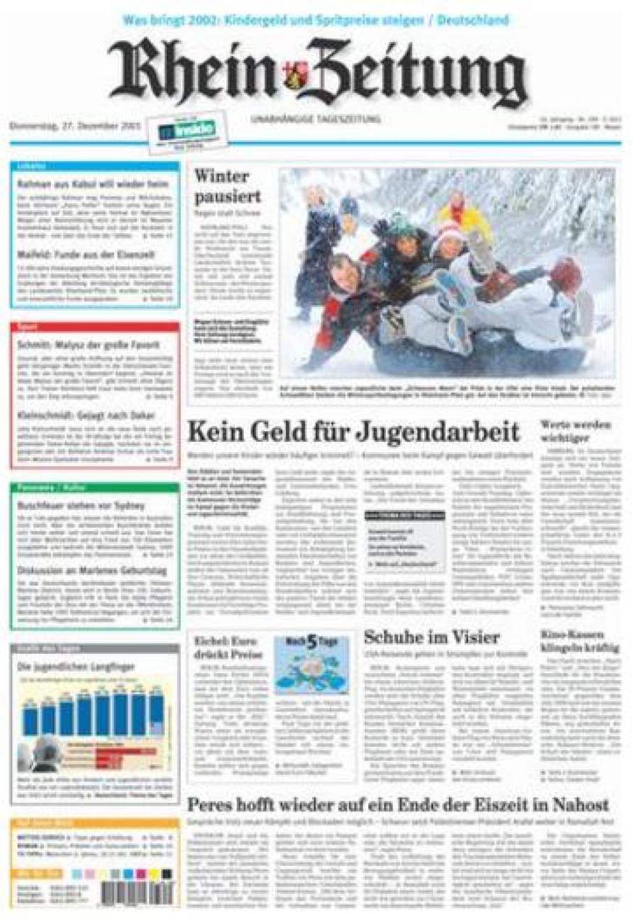 Rhein-Zeitung Andernach & Mayen vom Donnerstag, 27.12.2001