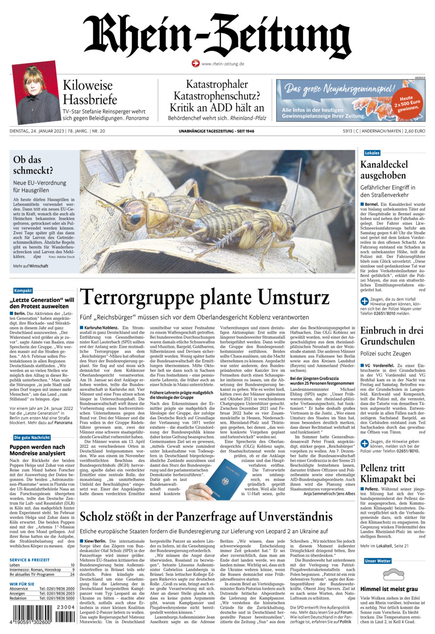 Rhein-Zeitung Andernach & Mayen vom Dienstag, 24.01.2023