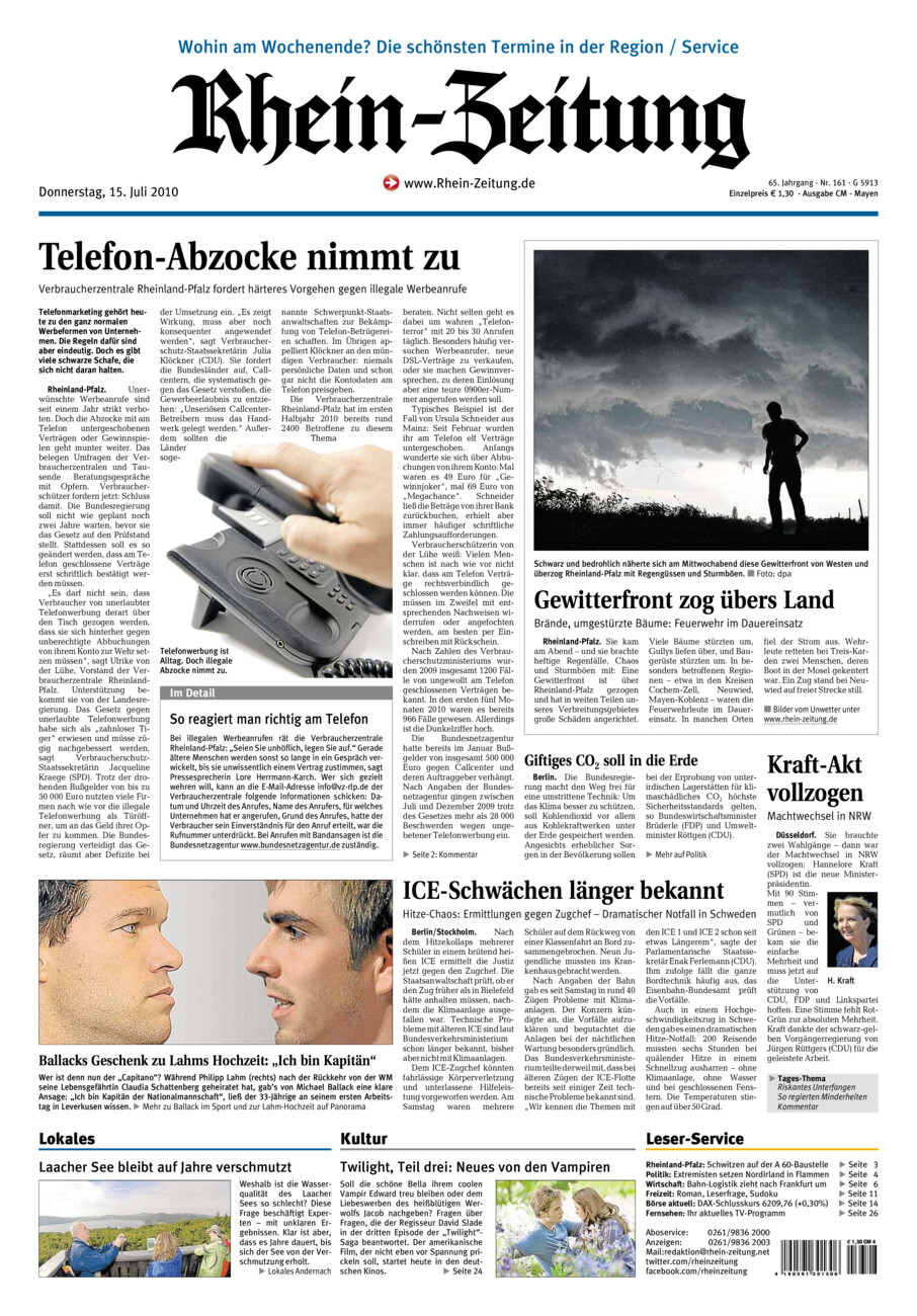 Rhein-Zeitung Andernach & Mayen vom Donnerstag, 15.07.2010