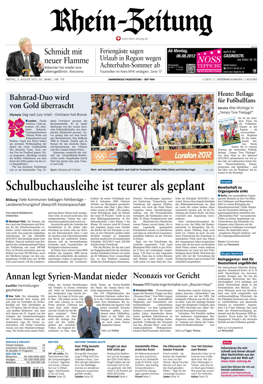 Rhein-Zeitung Andernach & Mayen vom Freitag, 03.08.2012