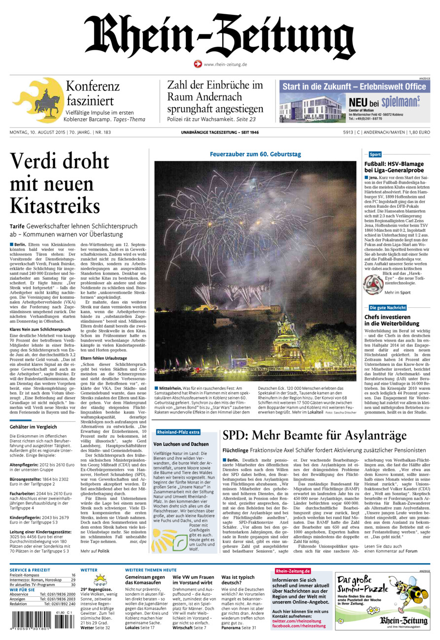 Rhein-Zeitung Andernach & Mayen vom Montag, 10.08.2015