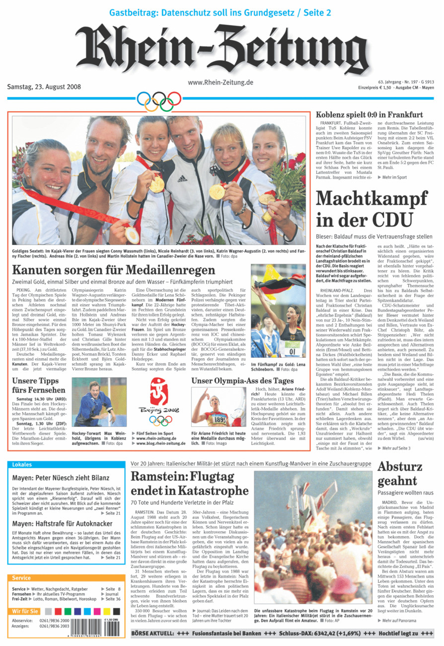 Rhein-Zeitung Andernach & Mayen vom Samstag, 23.08.2008