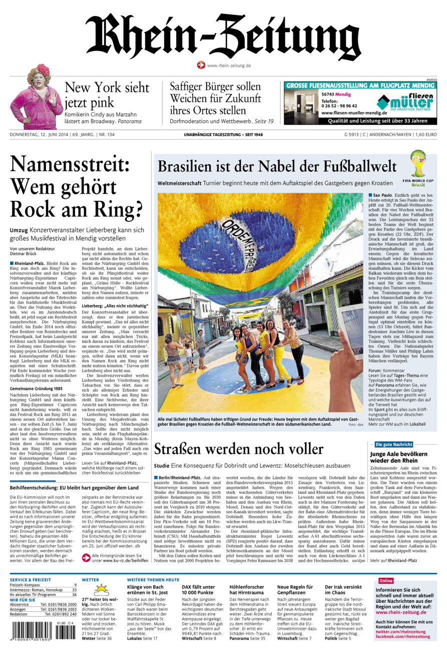 Rhein-Zeitung Andernach & Mayen vom Donnerstag, 12.06.2014