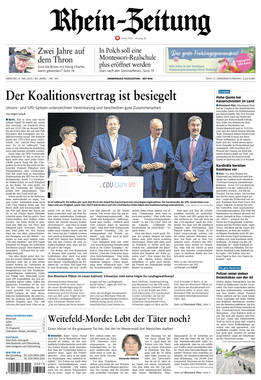 Rhein-Zeitung Andernach & Mayen vom Dienstag, 06.05.2025