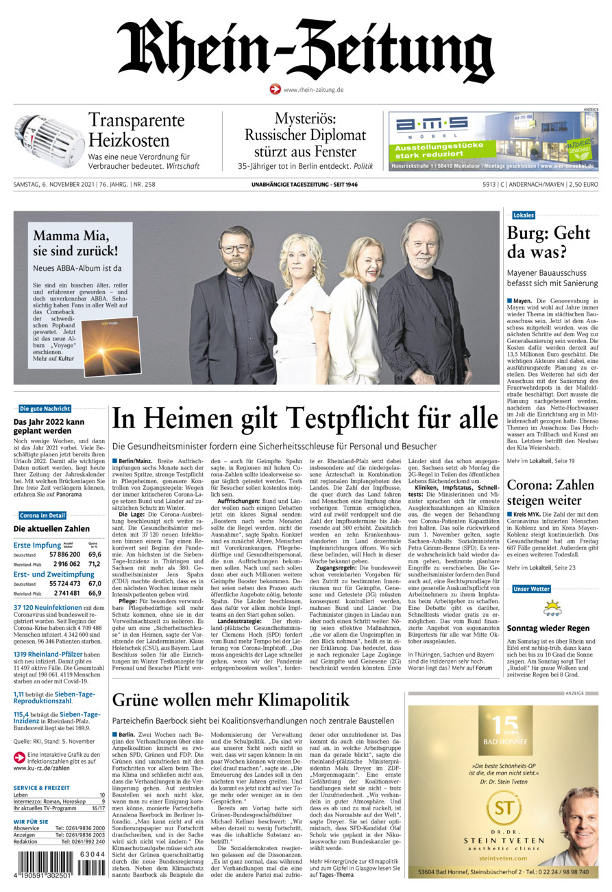 Rhein-Zeitung Andernach & Mayen vom Samstag, 06.11.2021