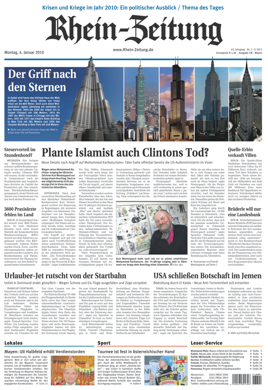 Rhein-Zeitung Andernach & Mayen vom Montag, 04.01.2010