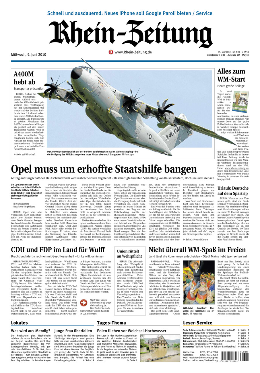 Rhein-Zeitung Andernach & Mayen vom Mittwoch, 09.06.2010
