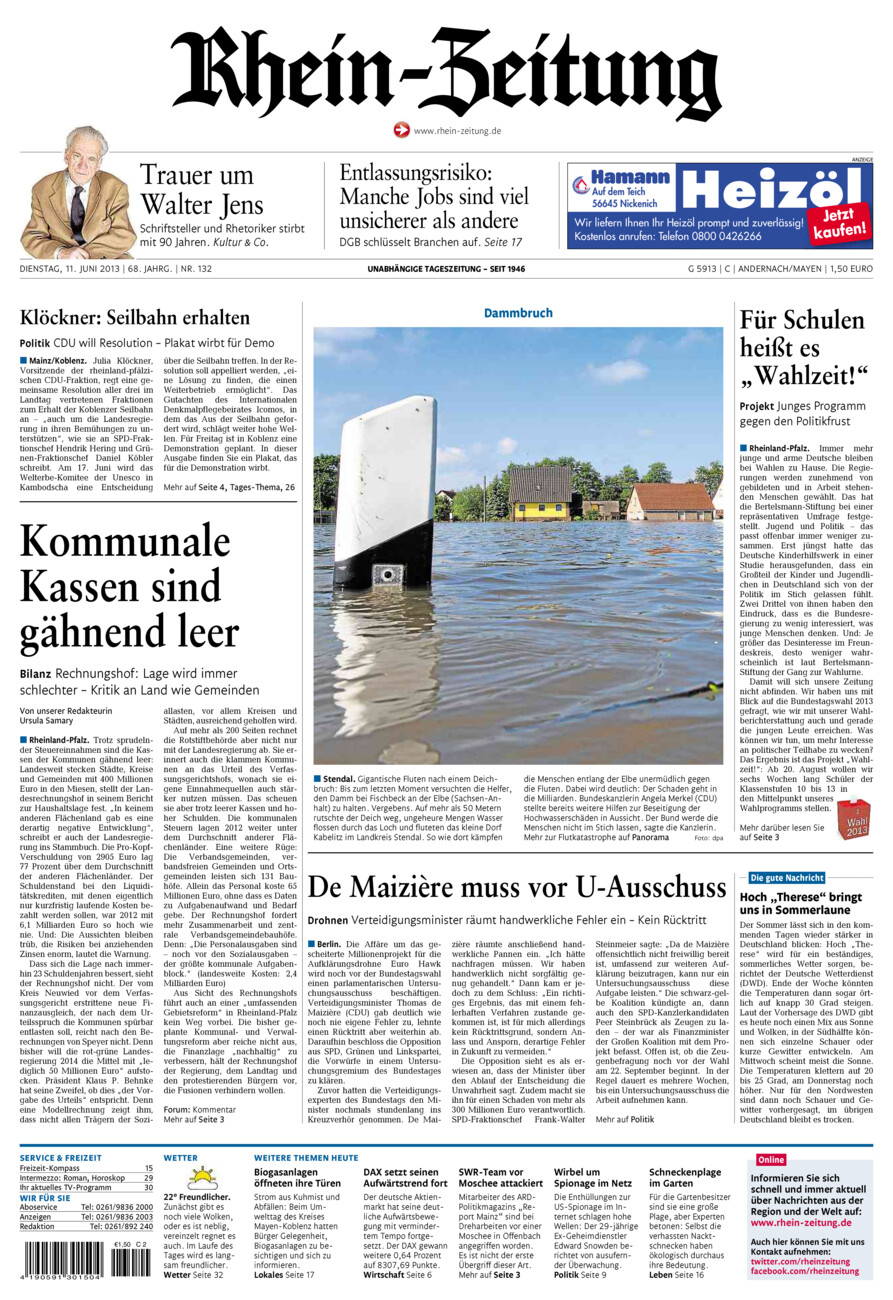 Rhein-Zeitung Andernach & Mayen vom Dienstag, 11.06.2013