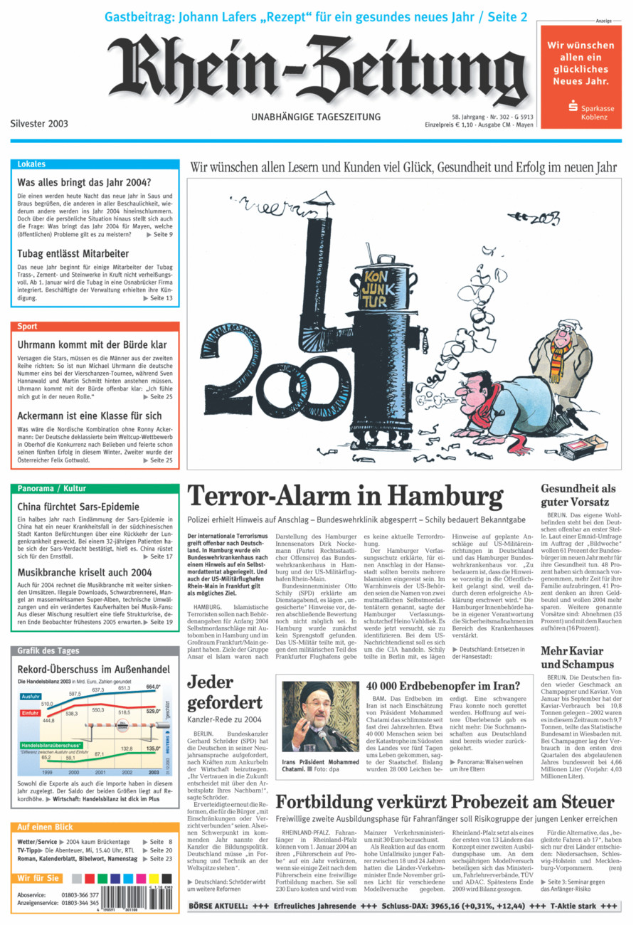 Rhein-Zeitung Andernach & Mayen vom Mittwoch, 31.12.2003