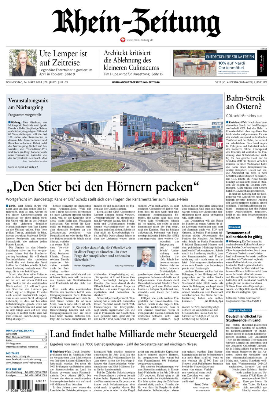 Rhein-Zeitung Andernach & Mayen vom Donnerstag, 14.03.2024