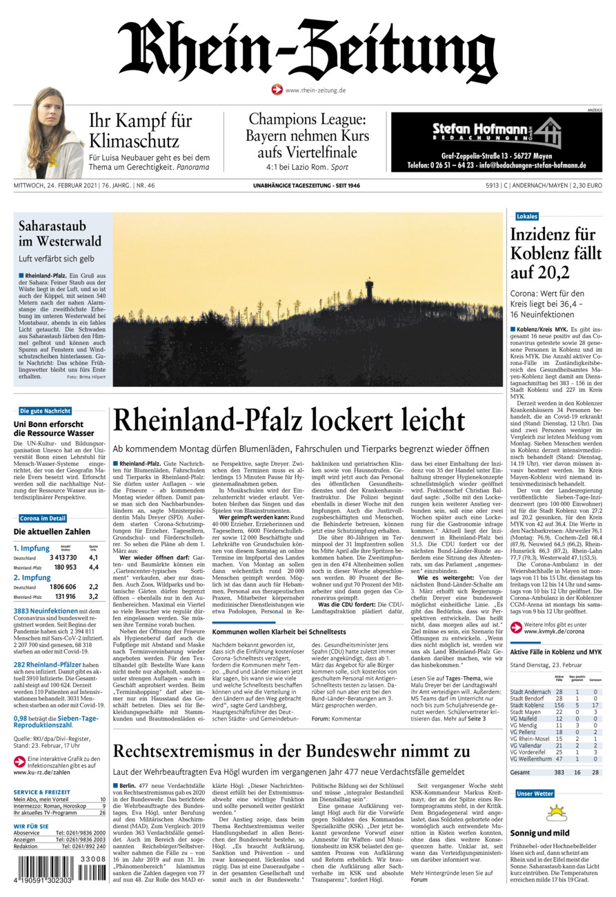 Rhein-Zeitung Andernach & Mayen vom Mittwoch, 24.02.2021