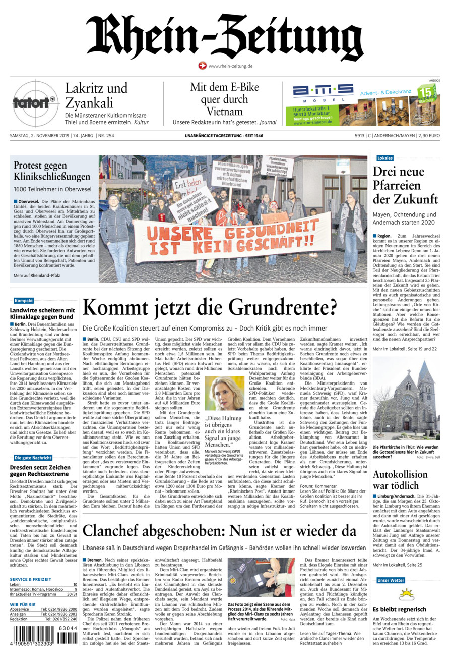 Rhein-Zeitung Andernach & Mayen vom Samstag, 02.11.2019