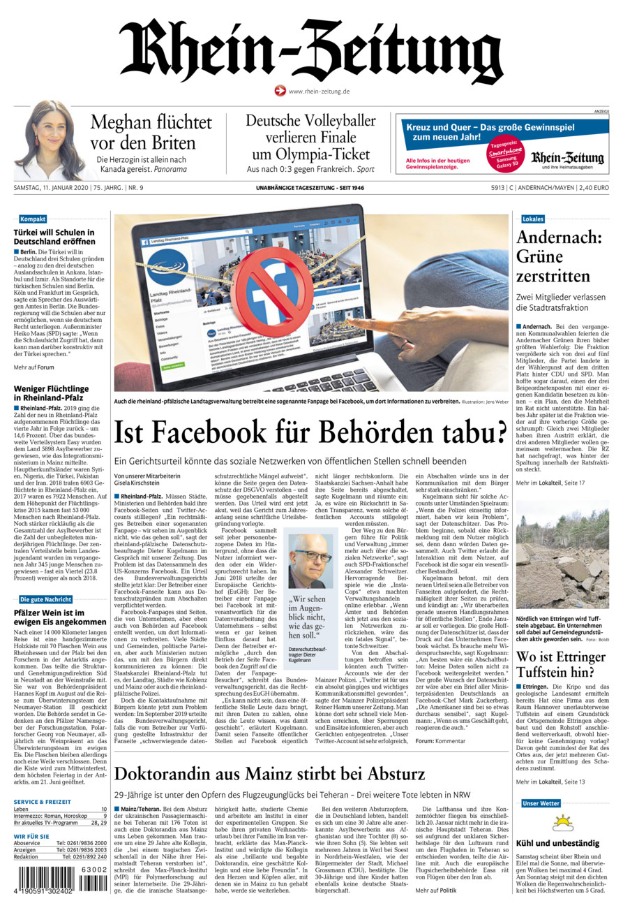 Rhein-Zeitung Andernach & Mayen vom Samstag, 11.01.2020