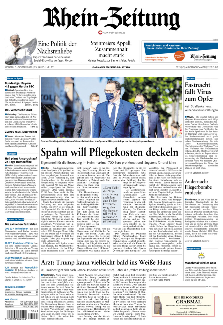 Rhein-Zeitung Andernach & Mayen vom Montag, 05.10.2020