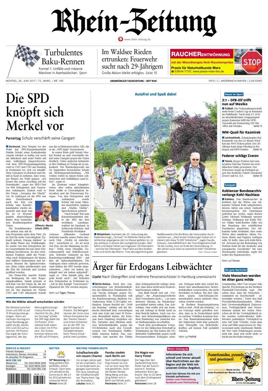 Rhein-Zeitung Andernach & Mayen vom Montag, 26.06.2017