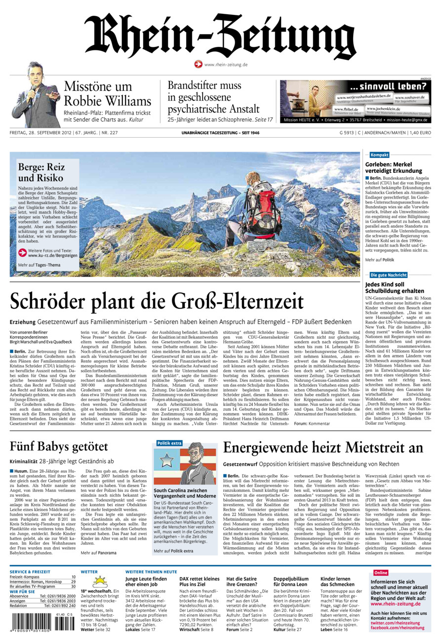 Rhein-Zeitung Andernach & Mayen vom Freitag, 28.09.2012