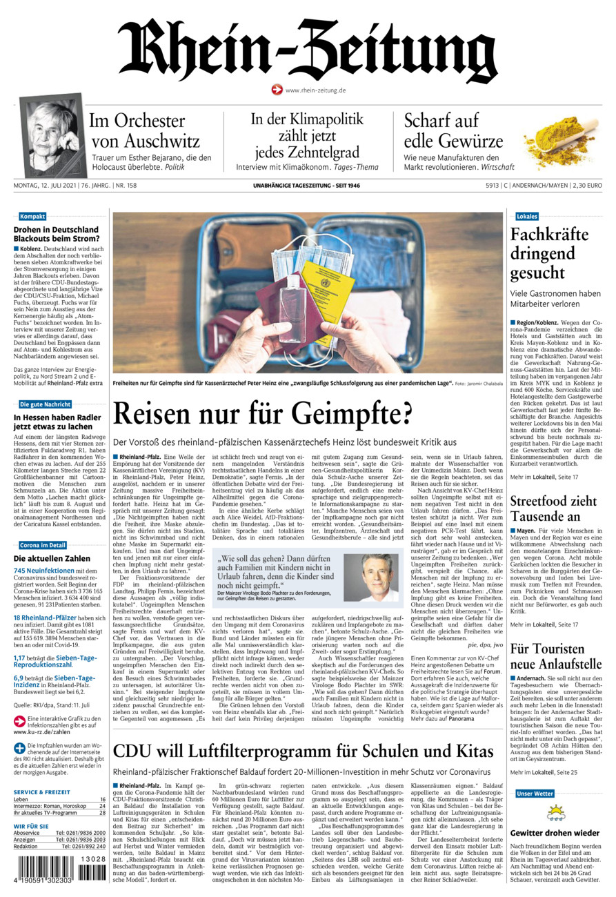 Rhein-Zeitung Andernach & Mayen vom Montag, 12.07.2021