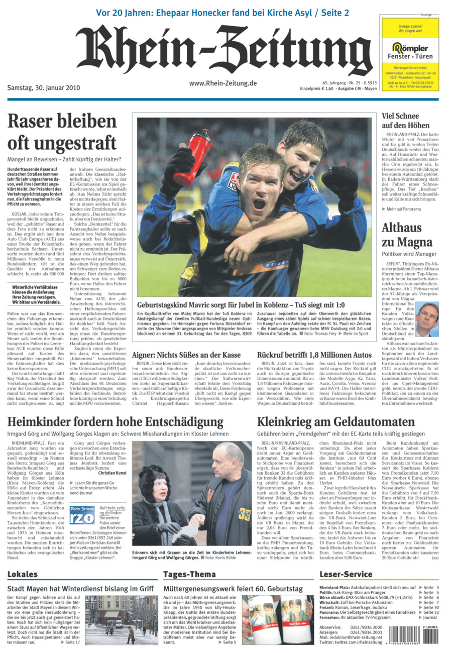 Rhein-Zeitung Andernach & Mayen vom Samstag, 30.01.2010