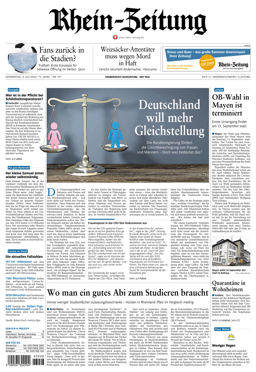 Rhein-Zeitung Andernach & Mayen vom Donnerstag, 09.07.2020