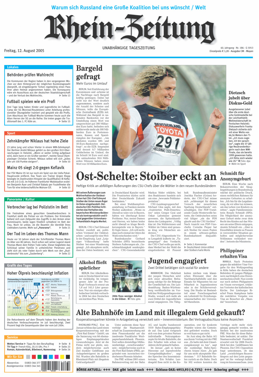Rhein-Zeitung Andernach & Mayen vom Freitag, 12.08.2005