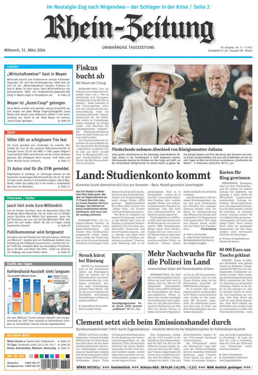 Rhein-Zeitung Andernach & Mayen vom Mittwoch, 31.03.2004