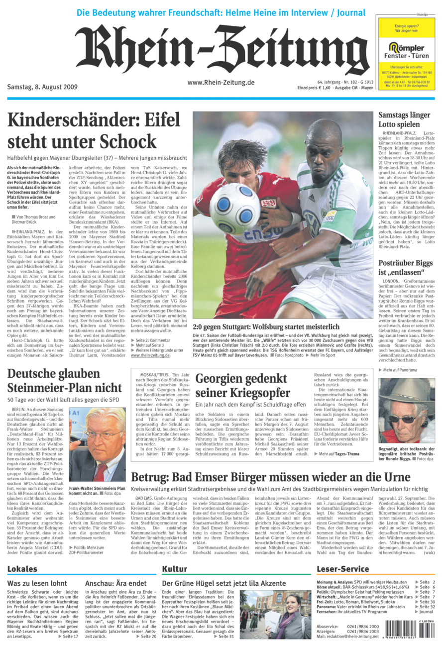 Rhein-Zeitung Andernach & Mayen vom Samstag, 08.08.2009
