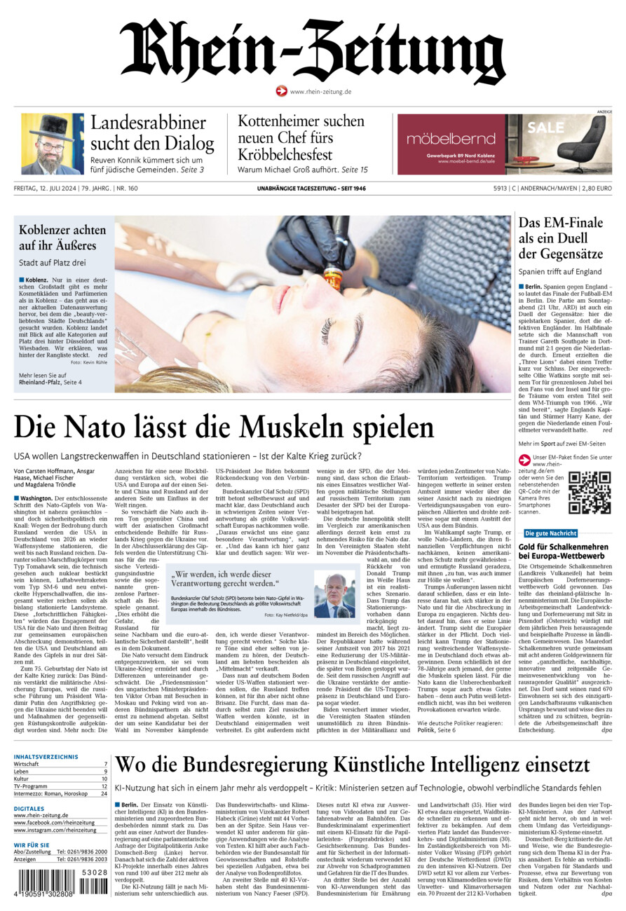 Rhein-Zeitung Andernach & Mayen vom Freitag, 12.07.2024