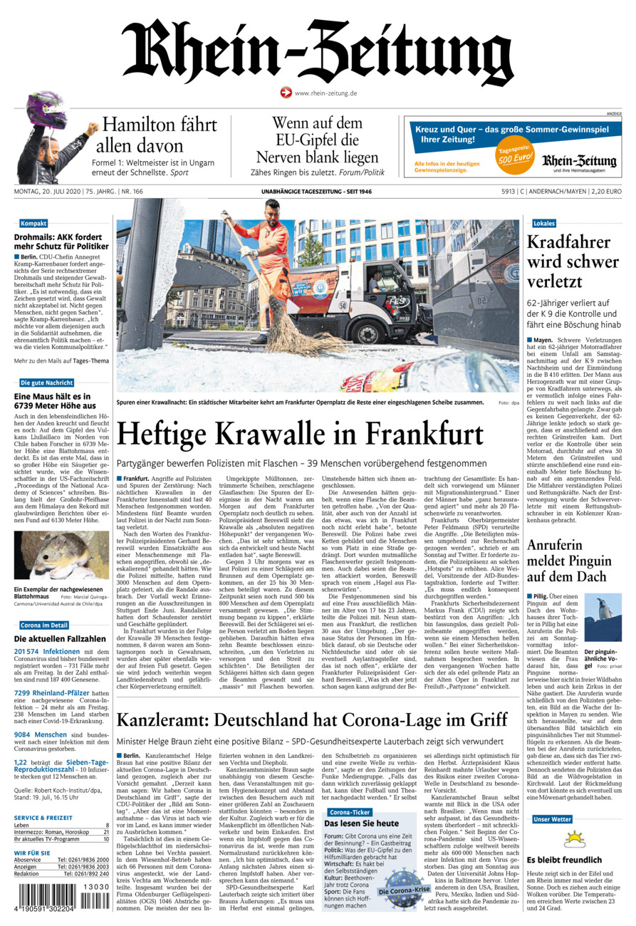 Rhein-Zeitung Andernach & Mayen vom Montag, 20.07.2020
