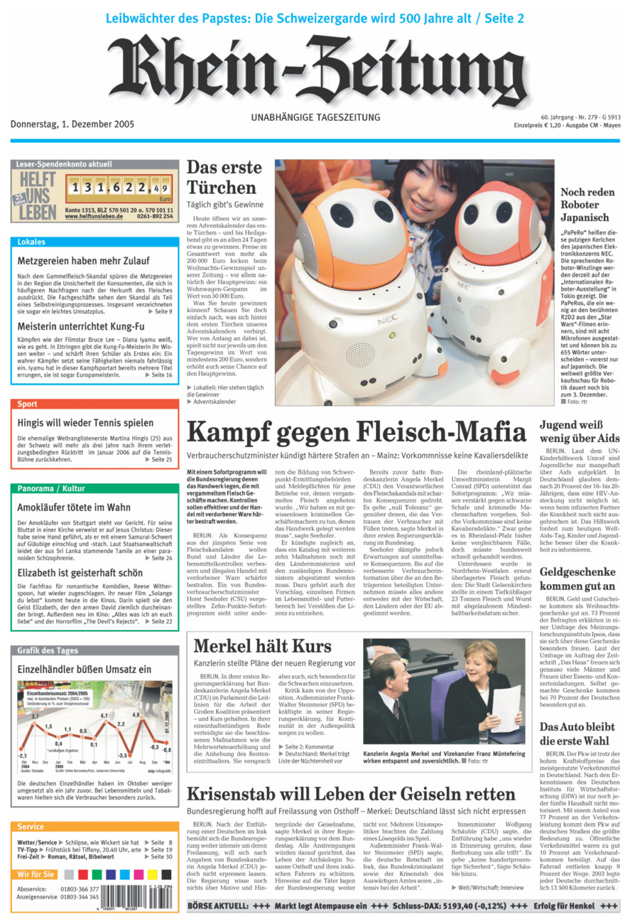Rhein-Zeitung Andernach & Mayen vom Donnerstag, 01.12.2005